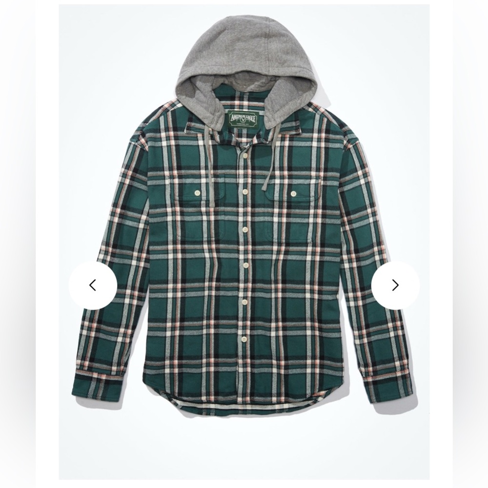 American Eagle Plaid Hooded Shacket